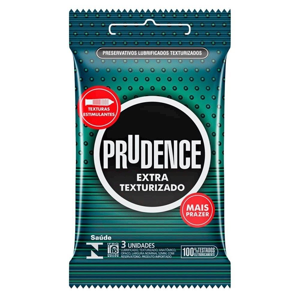 PRESERVATIVO EXTRA TEXTURIZADO COM 3 UNIDADES PRUDENCE
