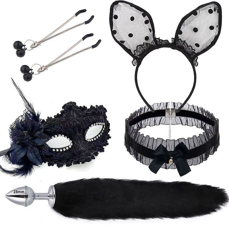KIT - RABO DE RAPOSA COM TIARA