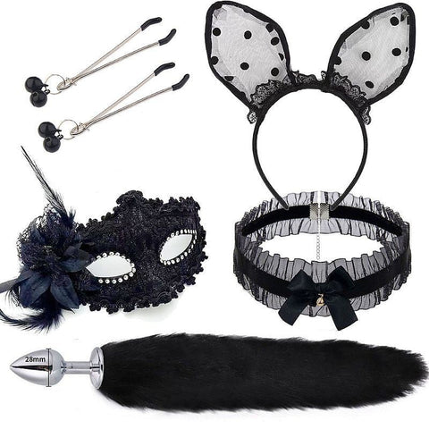 KIT - RABO DE RAPOSA COM TIARA