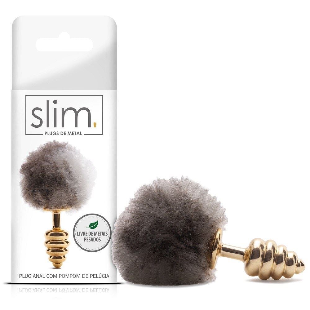 PLUG ANAL METAL POMPOM PELÚCIA 6,5 X 2,9CM 123G SEXY FANTASY