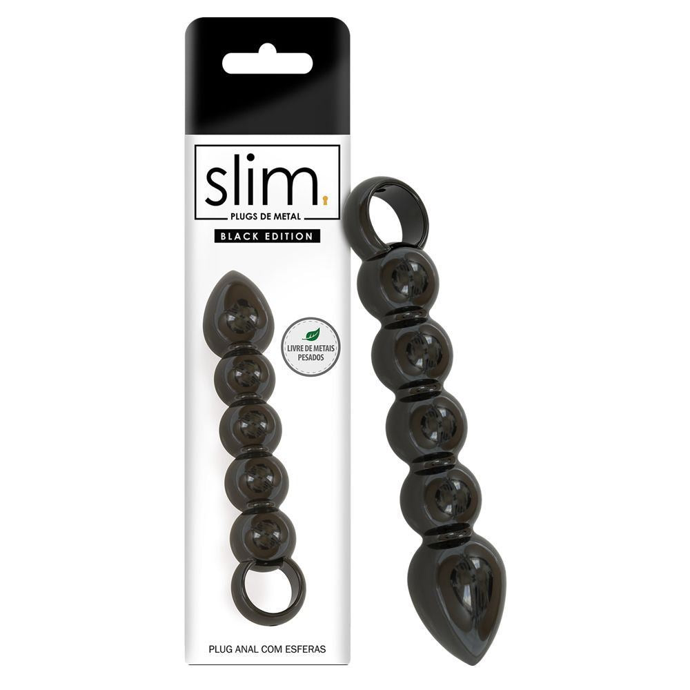 PLUG ANAL COM ESFERAS EM METAL BLACK SEXY FANTASY