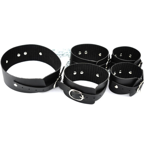 KIT COLEIRA ALGEMA E TORNOZELEIRAS COM CORRENTE 1.20M DOMINATRIXXX