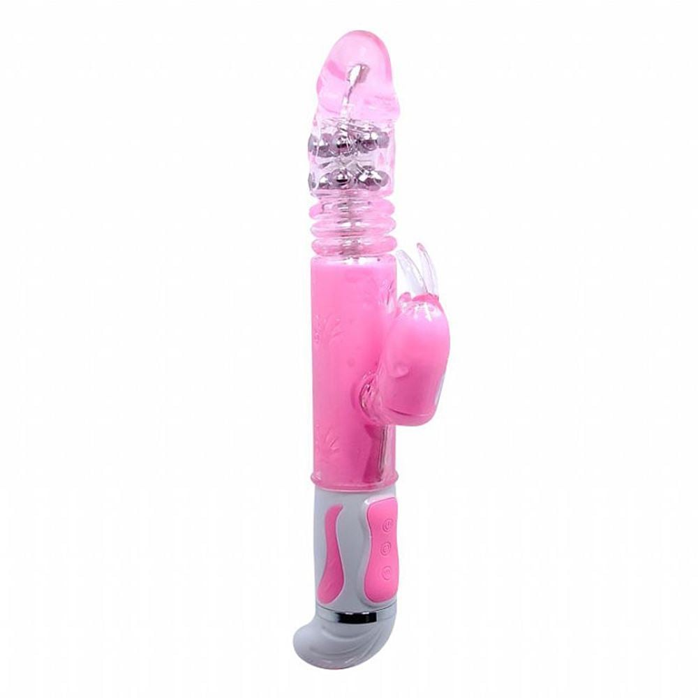 VIBRADOR ROTATIVO VAI E VEM COM ESTIMULADOR COELHINHO SEXY IMPORT