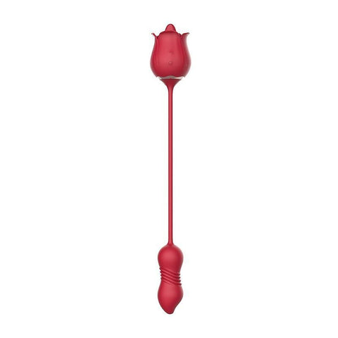 VIBRADOR DUPLO EM FORMADO DE FLOR COM VAI E VEM